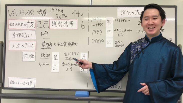 V6の井ノ原快彦さんの占い結果！！［四柱推命、算命学、0学］(162)