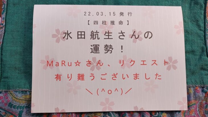 22,03,15水田航生さんの運勢　【四柱推命】