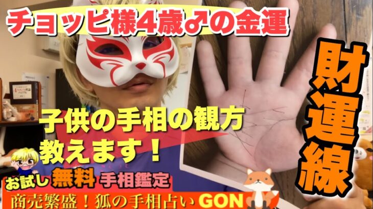 【子供の手相】チョッピ様4歳♂の金運　狐の手相鑑定師GON 金運転職婚活恋愛不倫結婚