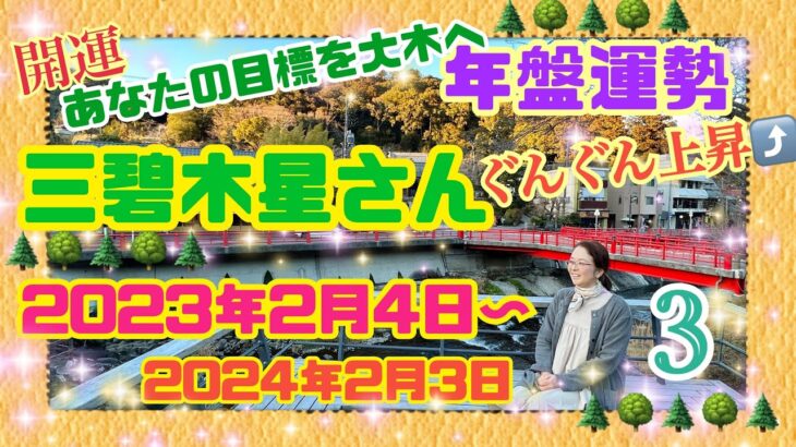 【占い】【三碧木星】さん！開運年間メッセージ【九星気学】2023年2月4日から2024年2月3日の年盤運勢！ぐんぐん育つ！大木になる！活躍！飛躍の一年！閃き、アイディアを楽しくひろげよう！