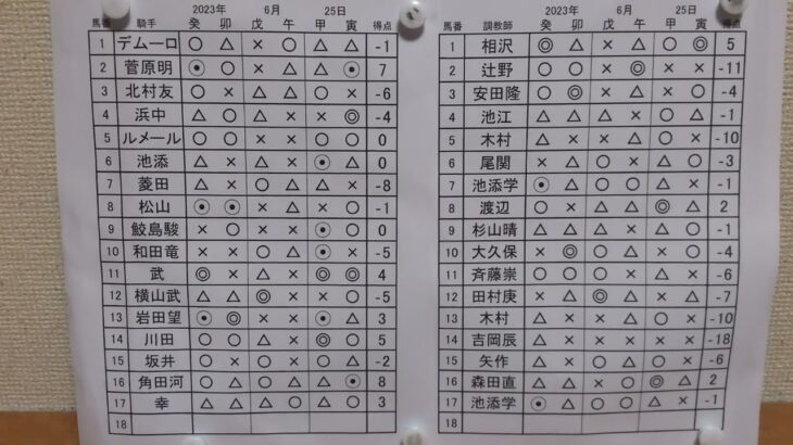 2023年6月25日#宝塚記念 四柱推命による騎手運勢予想 本命騎手 春名坂の勝負馬券 ウッチーの渾身の本命？の発表です☺️