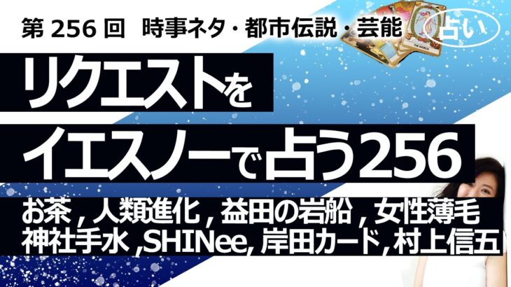 【256回目】イエスノーでリクエストを占うコーナー……糖尿病お茶、人類進化と地球外生命体、益田の岩船、女性薄毛、神社手水、SHINee、岸田マイナカード、村上信五【占い】（2023/8/7撮影）