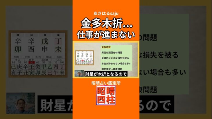 【四柱推命 あきはる】お金が貯まらない 金多木折 #shorts #昭晴占い鑑定所