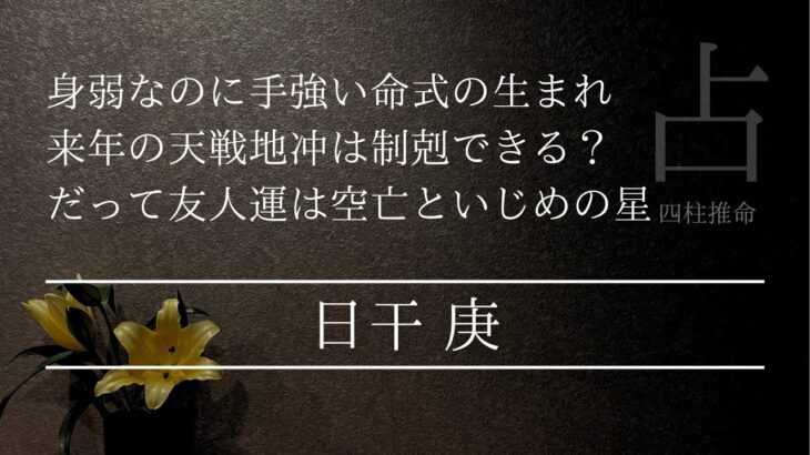 日干庚の手強い命式から読み解く来年の天戦地冲