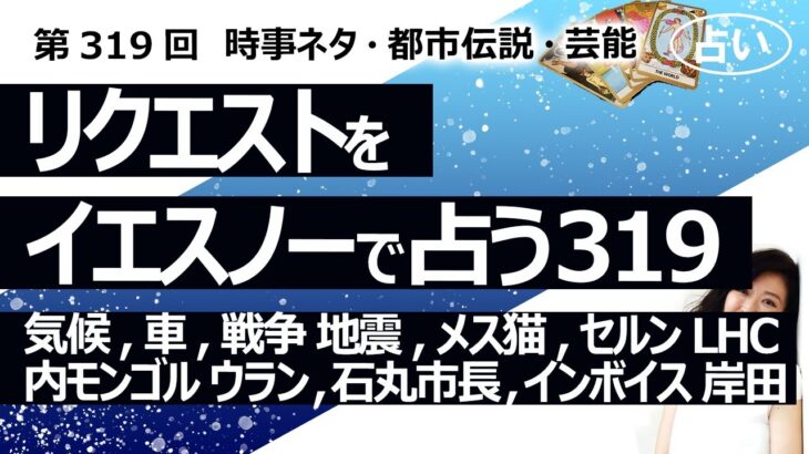 【319回目】イエスノーでリクエストを占うコーナー…気候、電気自動車、戦争と地震、メス猫、セルンのLHC、内モンゴル炭鉱ウラン、石丸市長、インボイス、岸田【占い】（2023/10/29撮影）