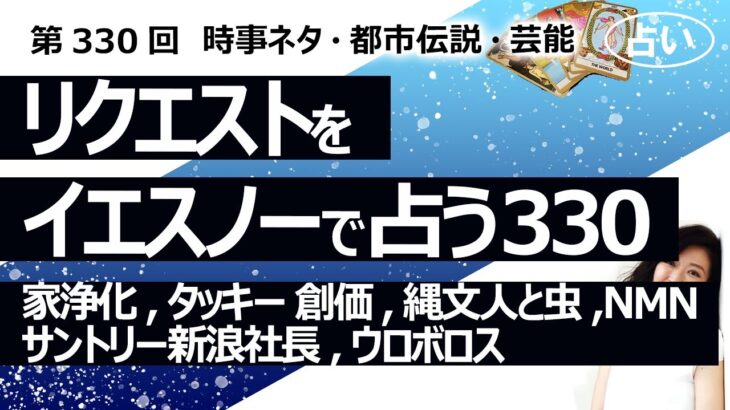 【330回目】イエスノーでリクエストを占うコーナー…家の浄化、タッキー 創価、縄文人と虫、NMN、サントリー新浪社長、ウロボロス【占い】（2023/11/10撮影）