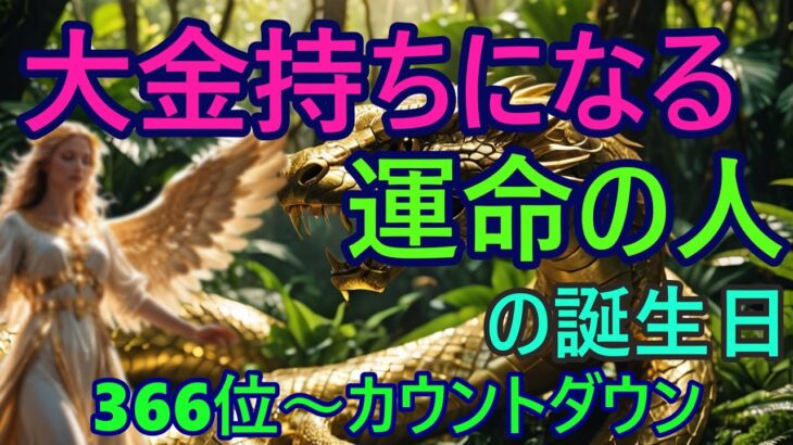 【大金持ちになる運命の人！】366位カウントダウン【占い誕生日順】あなたにとって、素晴らしい明日になりますように！説明概要欄に風水学の動画リンクも貼ってありますのでご覧下さい