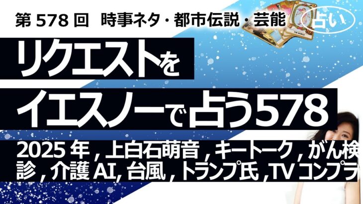 猫【578目】イエスノーでリクエスト占い…2025年災難,上白石萌音,キートーク,がん検診,介護AI,台風,トランプ氏銃撃,TVコンプラ【占い】（2024/9/28撮影）