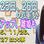 11月25日、26日の運勢 12星座別 【結婚運アップ！離婚も。】【不倫に注意】【11/25、11/26、11/27】