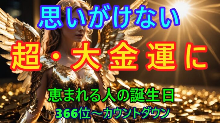 【思いがけない超大金運に恵まれる人！】366位カウントダウン！【占い誕生日順】あなたにとって素晴らしい明日になりますように！説明概要欄に風水学の動画リンクも貼ってあるのでご覧下さい！