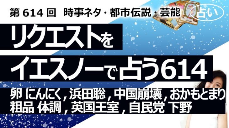 【614回目】イエスノーでリクエスト占い…卵 にんにく,浜田聡,中国崩壊,おかもとまり,粗品 体調,英国王室,自民党 下野【占い】（2024/11/22撮影）